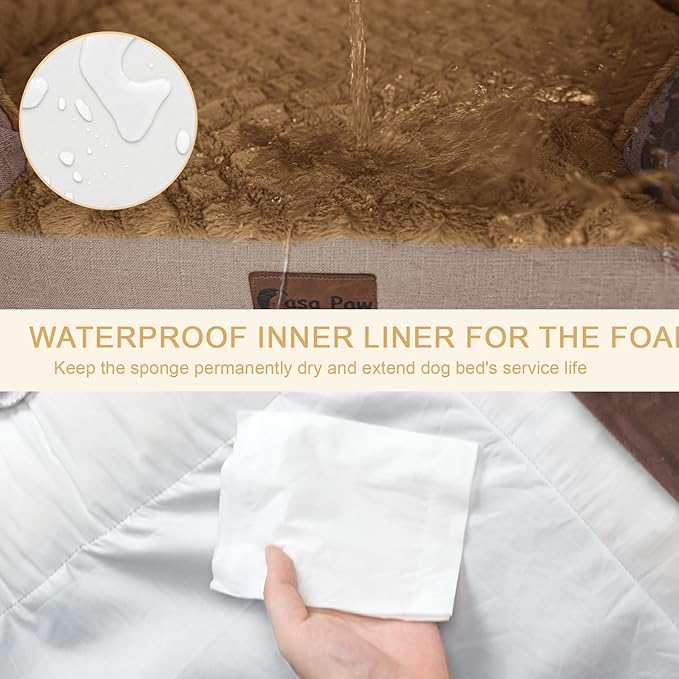Orthopedic XXL Memory Foam Dog Bed with Bolsters – Brown