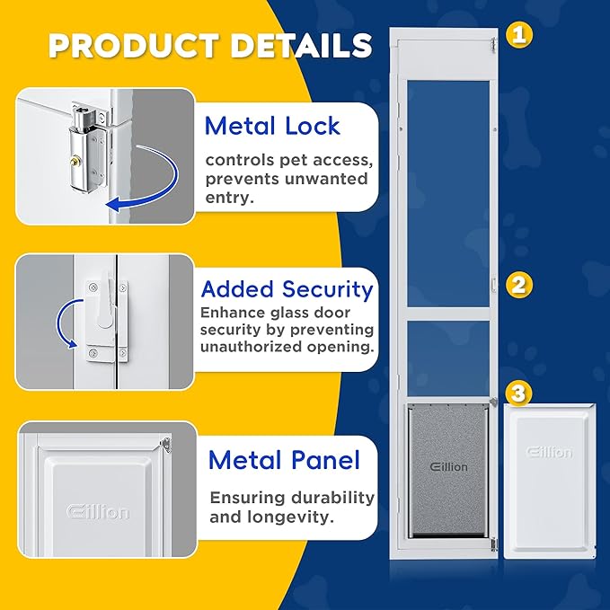 Eillion XL Pet Door for Sliding Glass Doors – 91–96" Frame