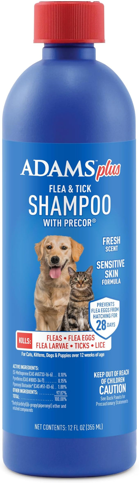 Adams Plus Flea & Tick Shampoo with Precor for Pets 12oz
