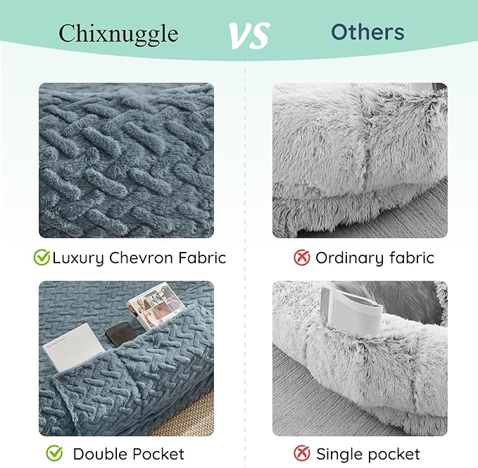 ChiXnuggle Human Dog Bed – Giant Faux Fur Bed with Blanket
